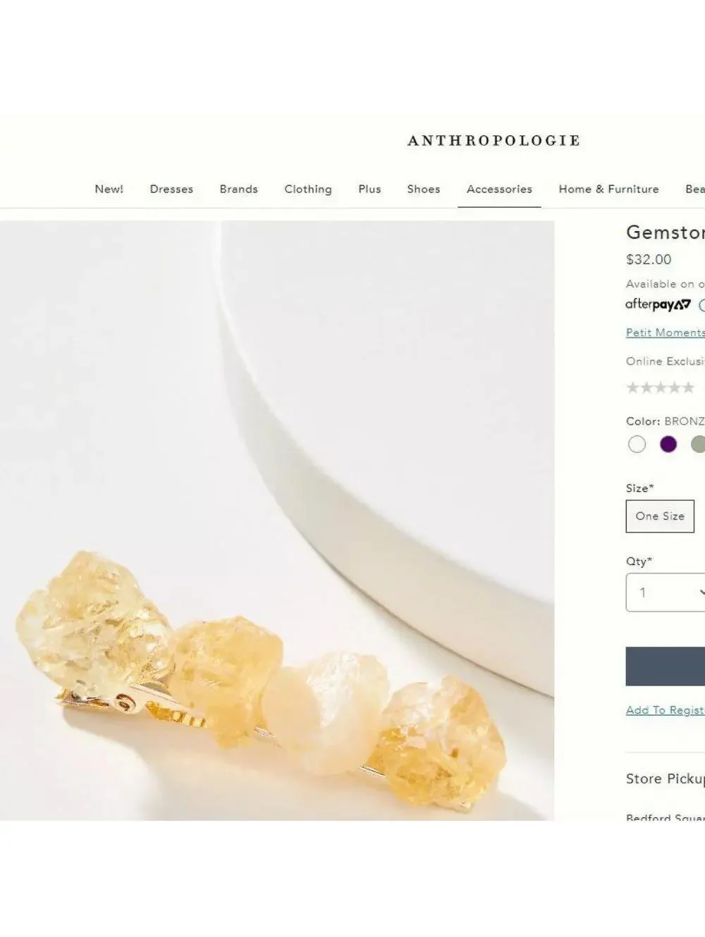 Anthropologie Gemstone Hair Clip in Bronze